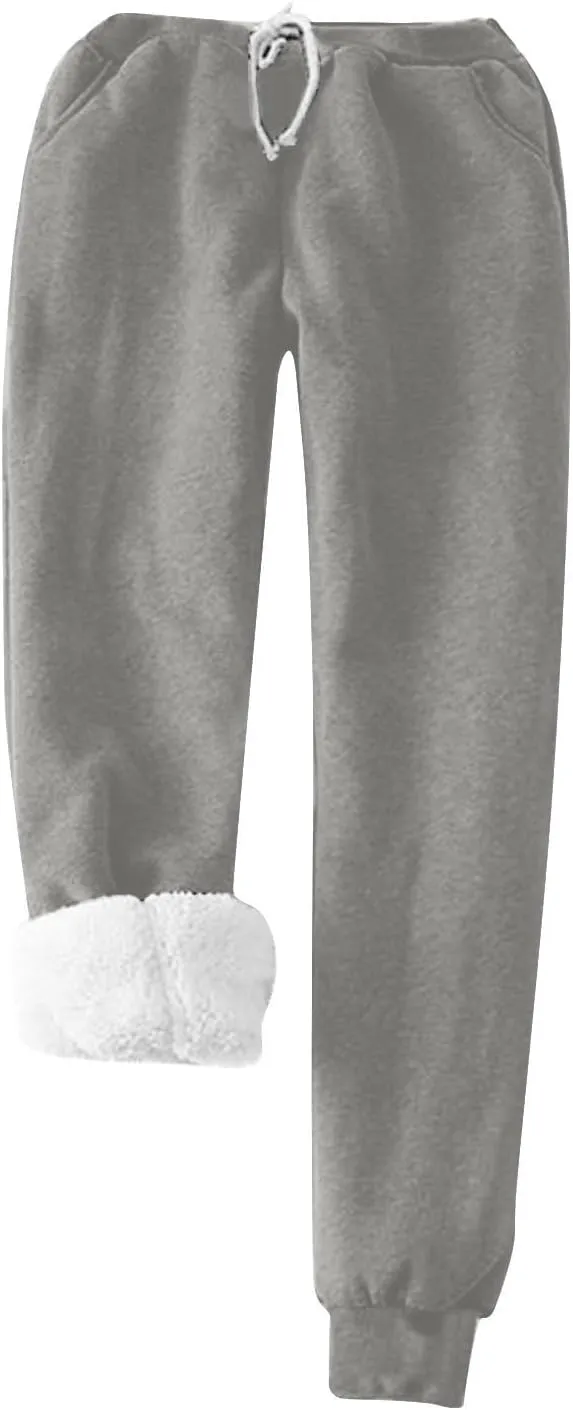 2 PCS Outfits Womens Fleece Sherpa Lined Sweatsuits Funny Long Sleeve Tops and Sweat Pants Winter Warm Tracksuit Set