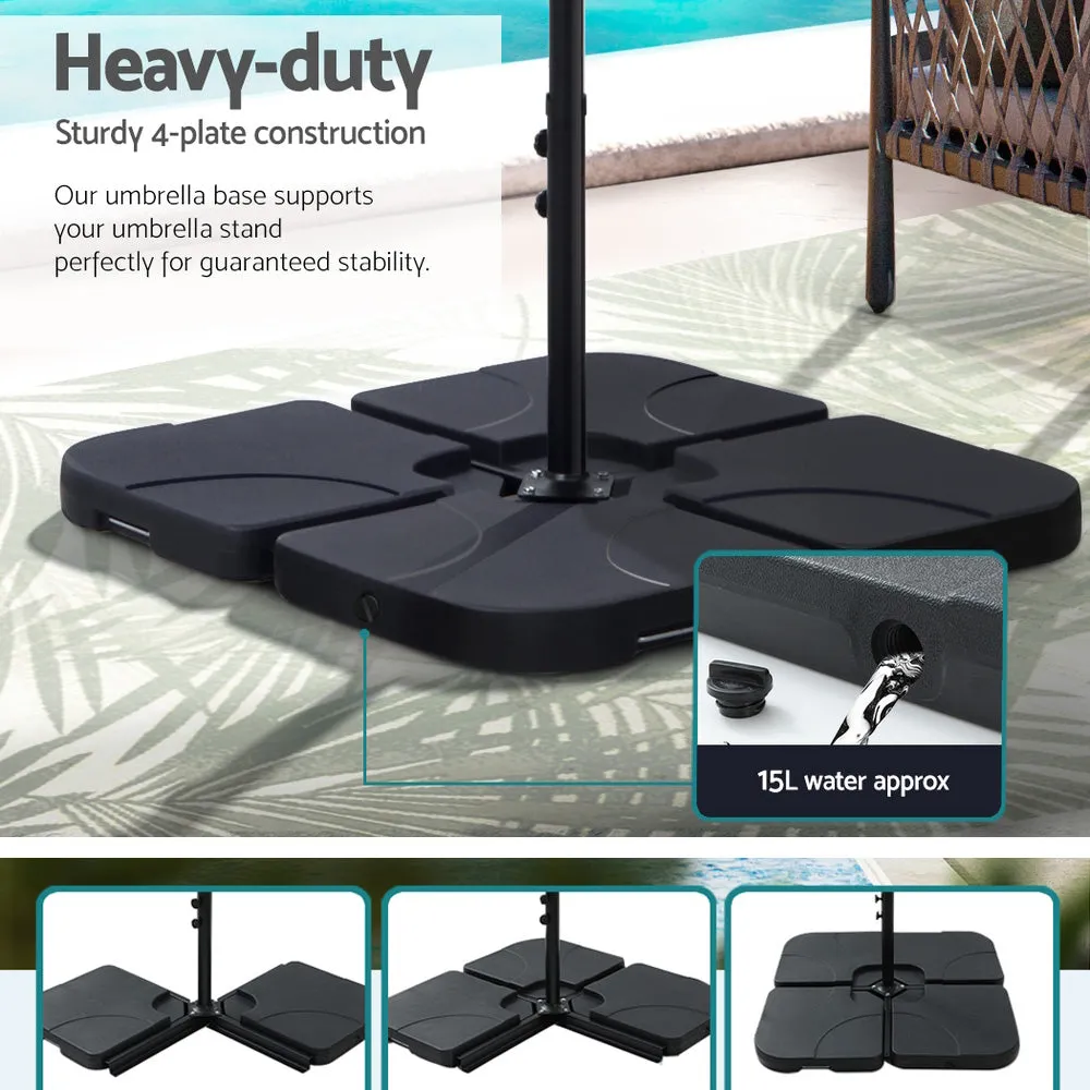 4.57m Outdoor Umbrella | w/Base Stand | Beach Pole Garden Tilt | Beige