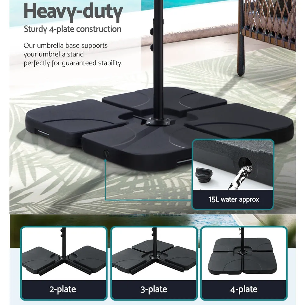 4.57m Outdoor Umbrella | w/Base Stand | Beach Pole Garden Tilt | Charcoal