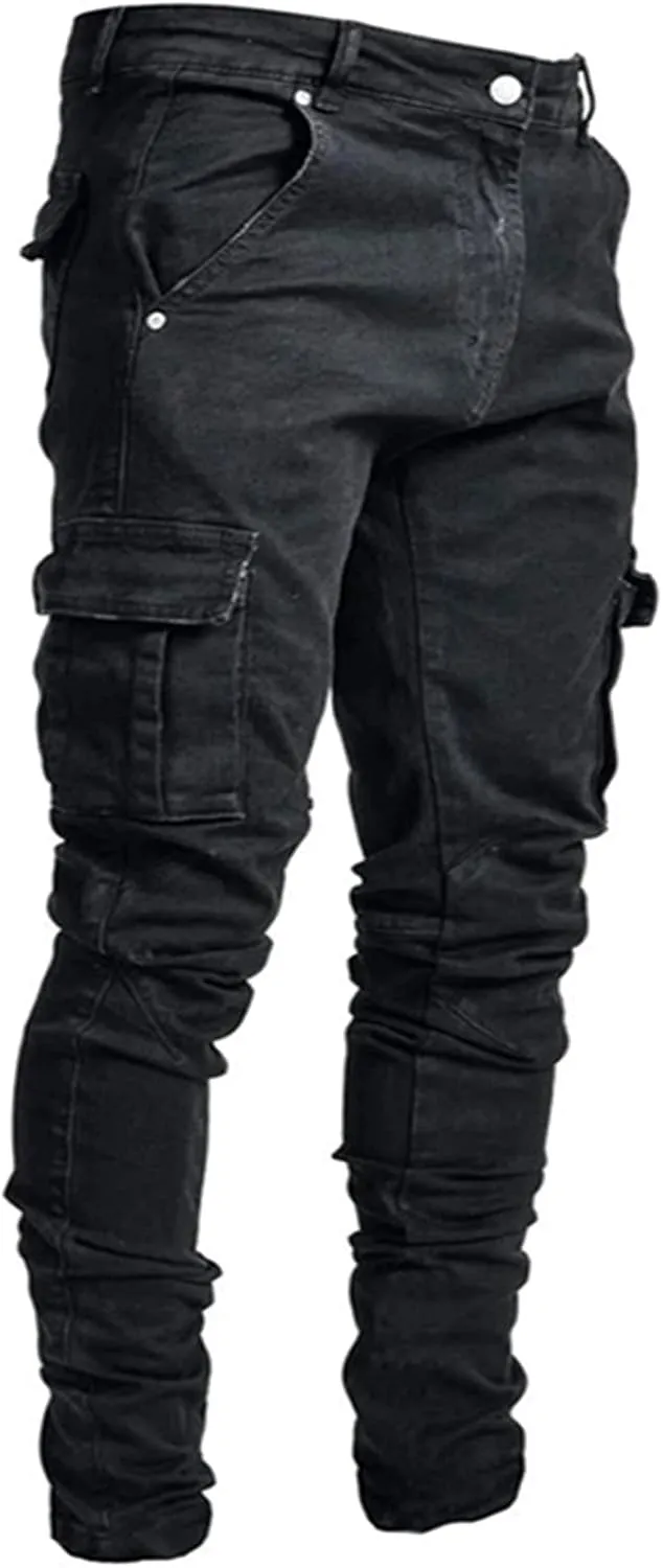 Akklian Mens Slim Fit Jeans Stretch Skinny Denim Pencil Pants Fashion Hip Hop Streetwear Straight Leg Comfort Casual Trousers