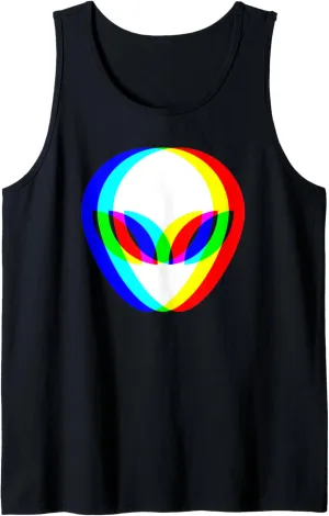 Alien Head Trippy Vaporwave Techno Rave EDM Music Festival Tank Top