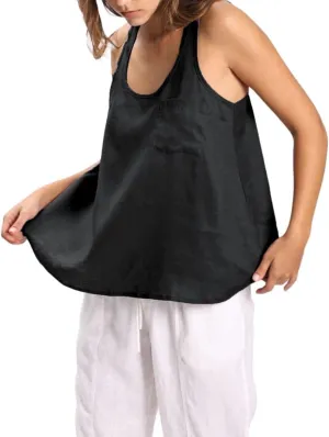 Amazhiyu Women's 100% Linen Summer Scoop Neck Sleeveless Racerback Tank Top