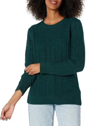 Amazon Essentials Women's Fisherman Cable Long-Sleeve Crewneck Sweater (Available in Plus Size)