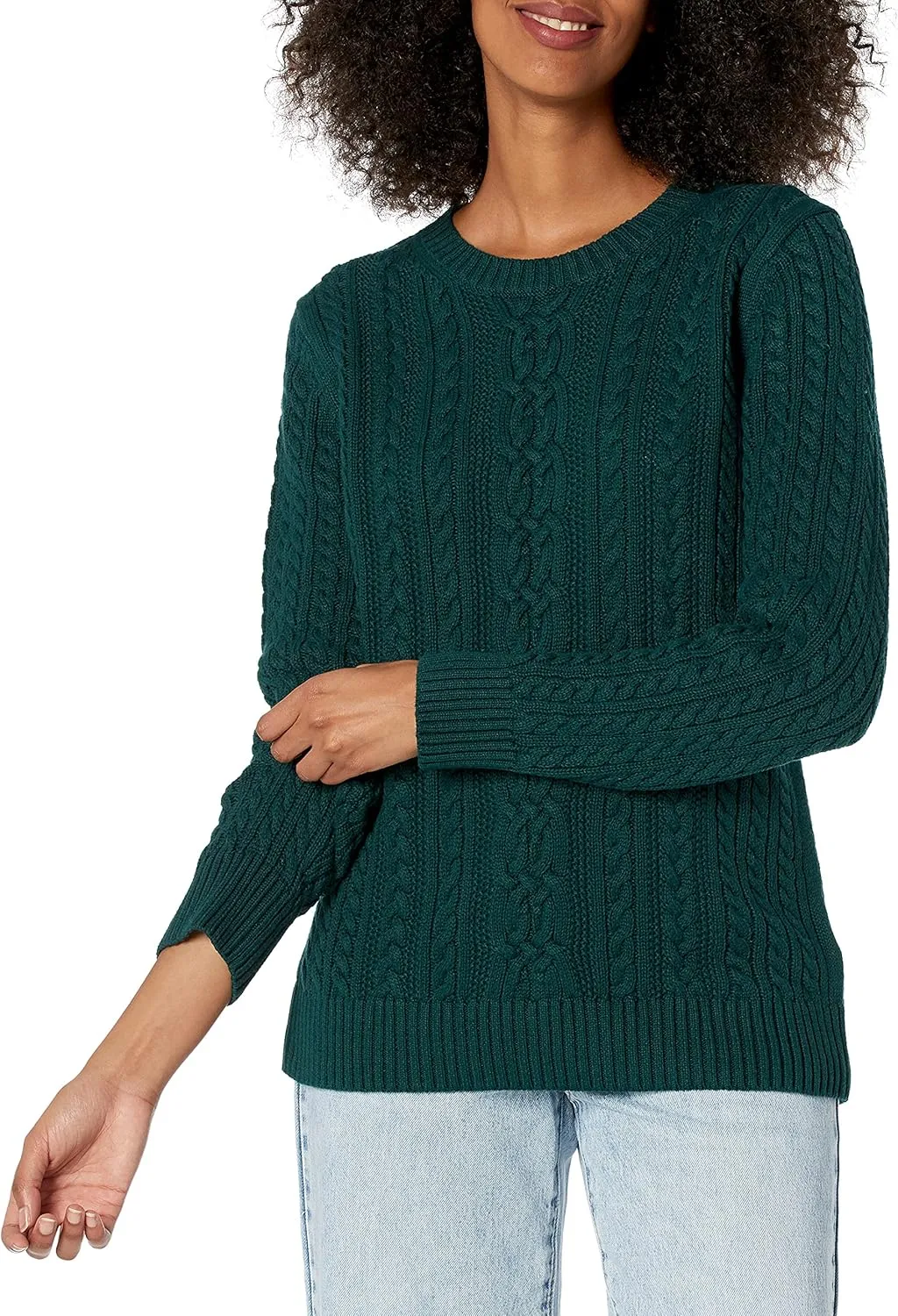 Amazon Essentials Women's Fisherman Cable Long-Sleeve Crewneck Sweater (Available in Plus Size)