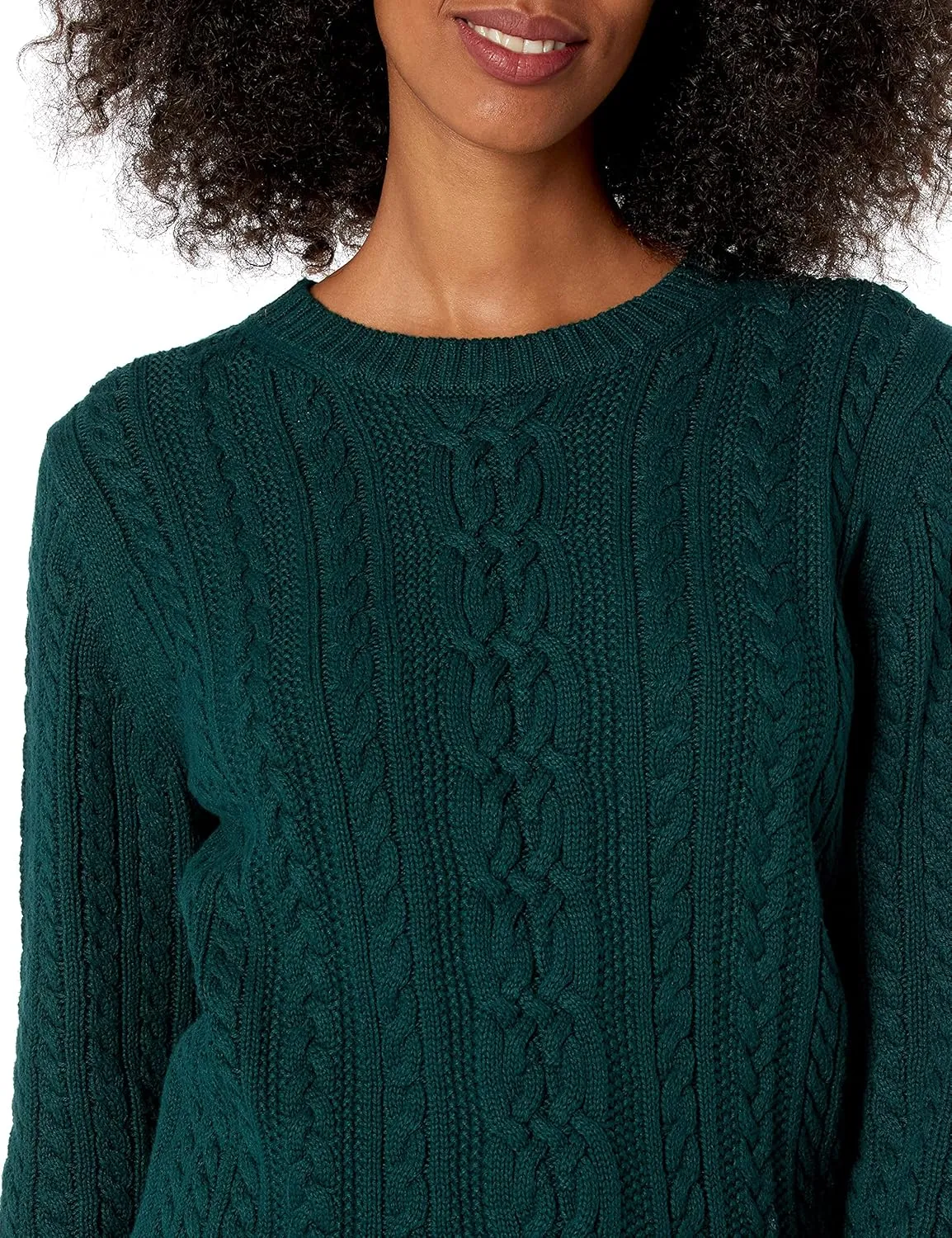 Amazon Essentials Women's Fisherman Cable Long-Sleeve Crewneck Sweater (Available in Plus Size)