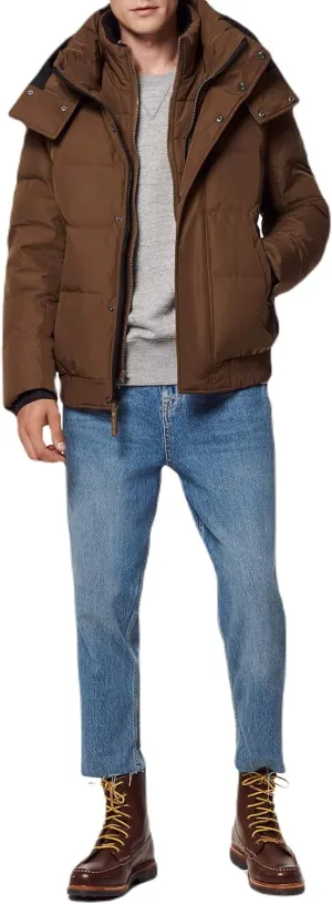 Andrew Marc Men's Short Quilted Inner Bib Attached Down Fill Phoenix Down Bomber Hybrid