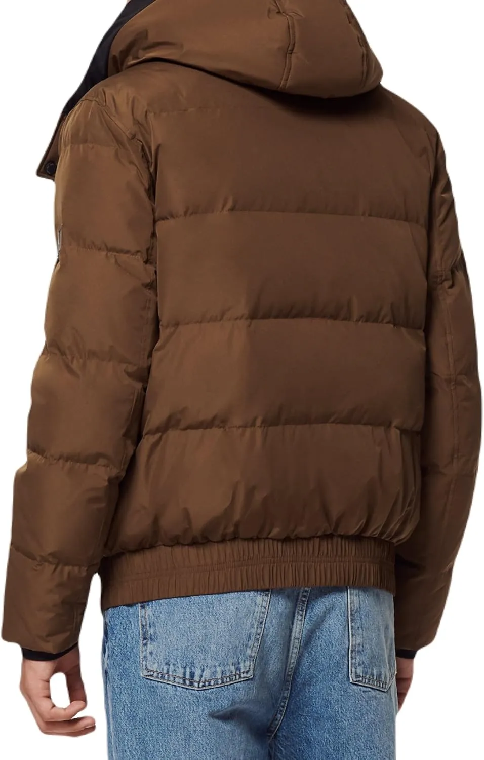 Andrew Marc Men's Short Quilted Inner Bib Attached Down Fill Phoenix Down Bomber Hybrid
