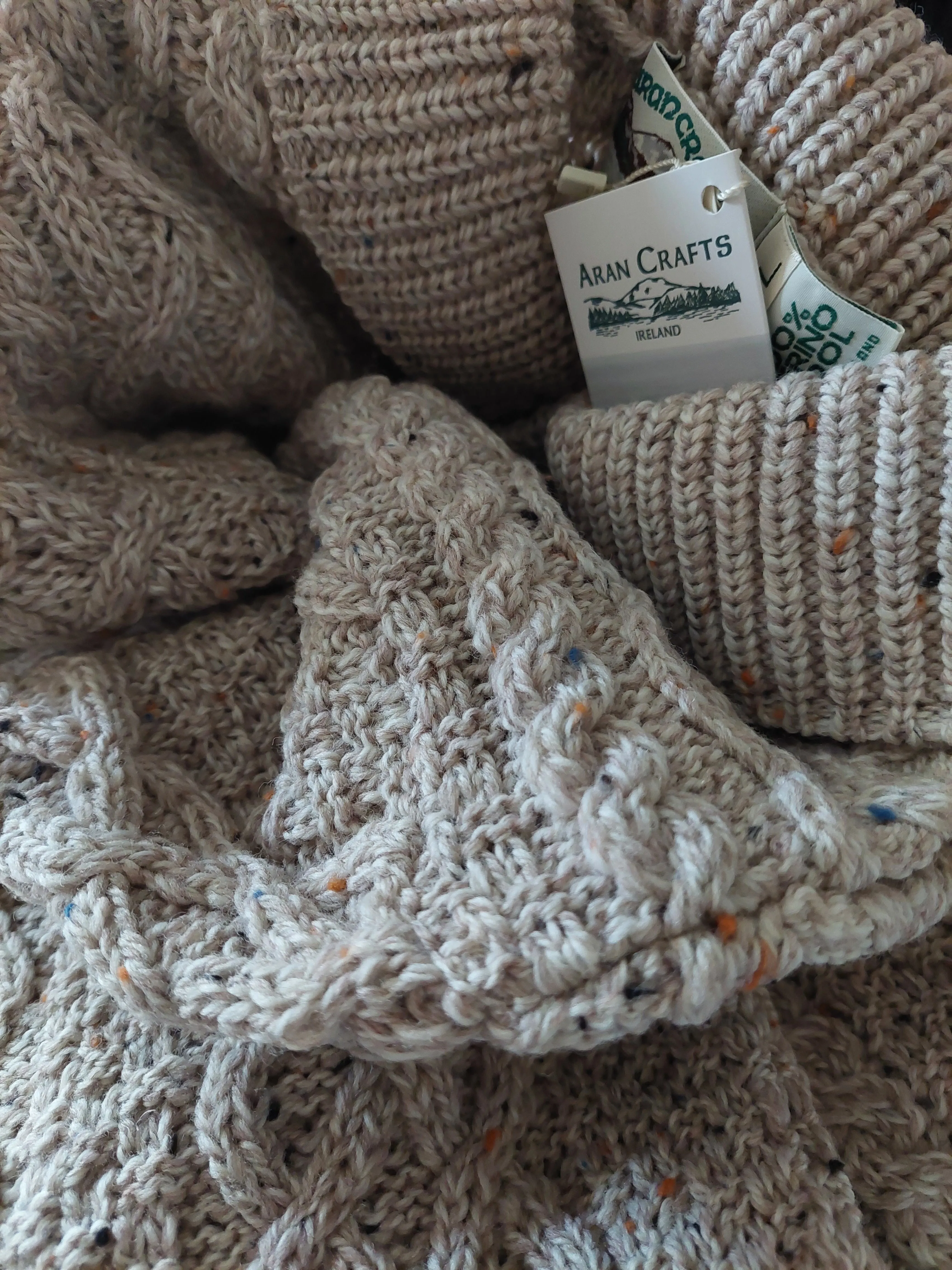 Aran Bunratty Shawl Collar Sweater | Oatmeal