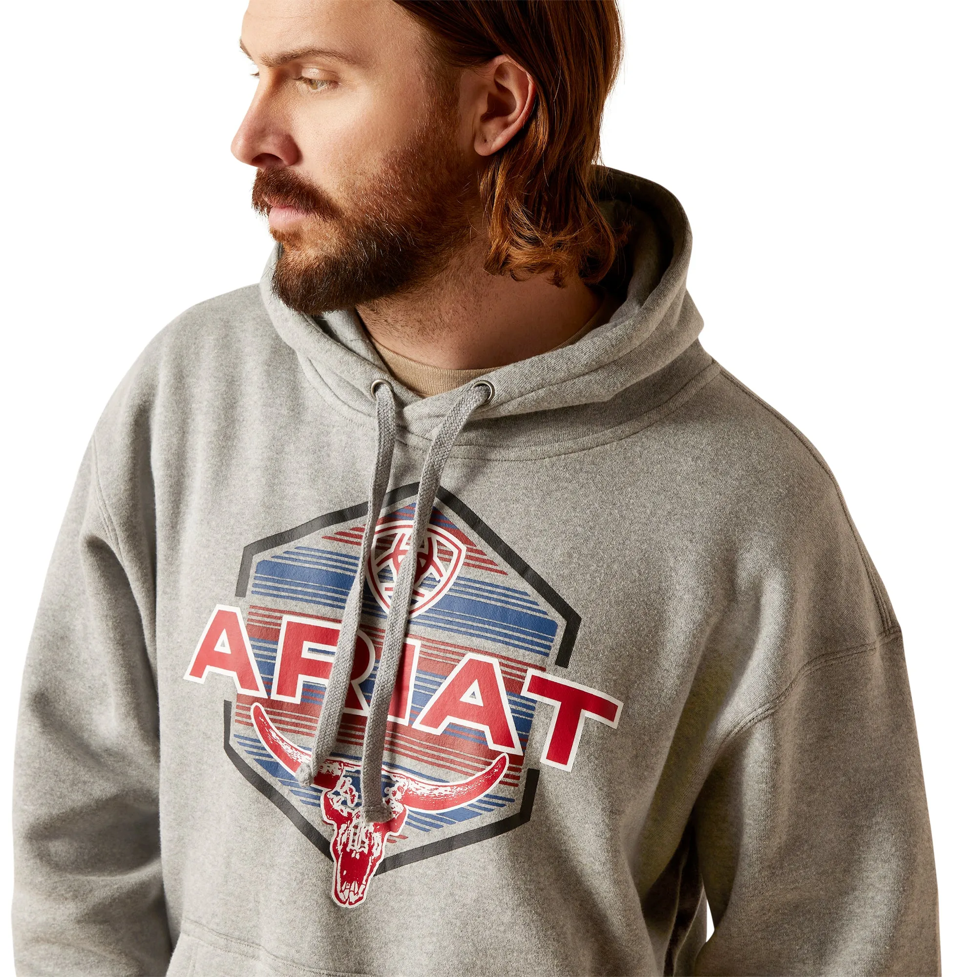 Ariat Men's Hex Horns Light Grey Heather Hoodie 10046651