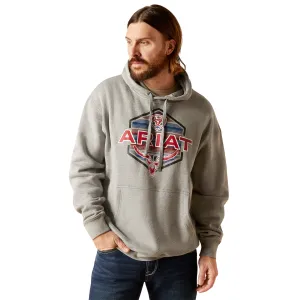 Ariat Men's Hex Horns Light Grey Heather Hoodie 10046651