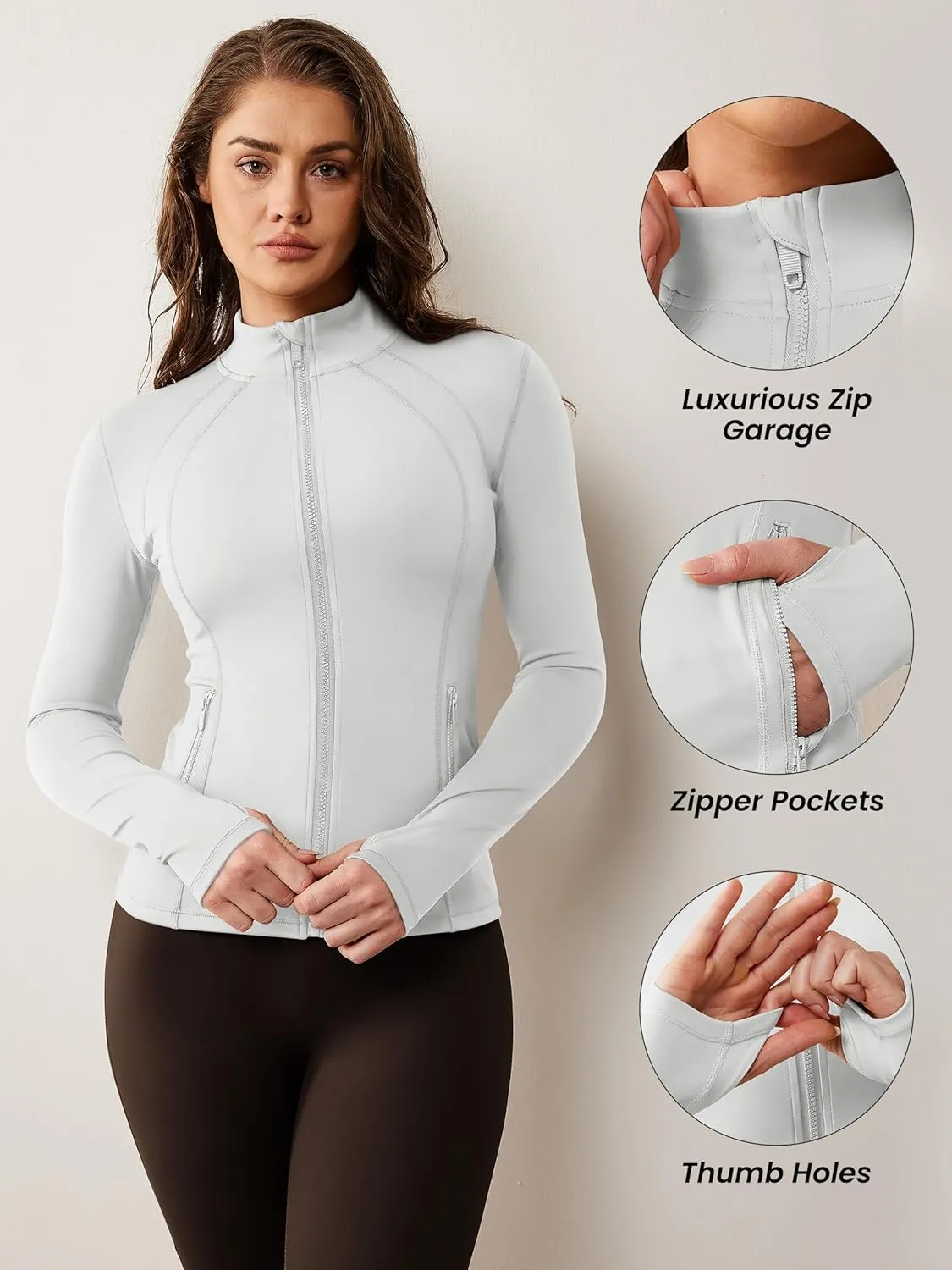 AVGO Womens Workout Jacket Lightweight Zip Up Athletic Running Jackets Long Sleeve Gym Yoga Top with Thumb Holes