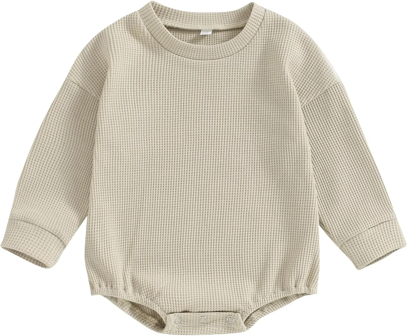 Baby Boy Girl Crewneck Sweatshirt Romper Waffle Knit Long Sleeve Bubble Romper Oversized Sweater Bodysuit Tops