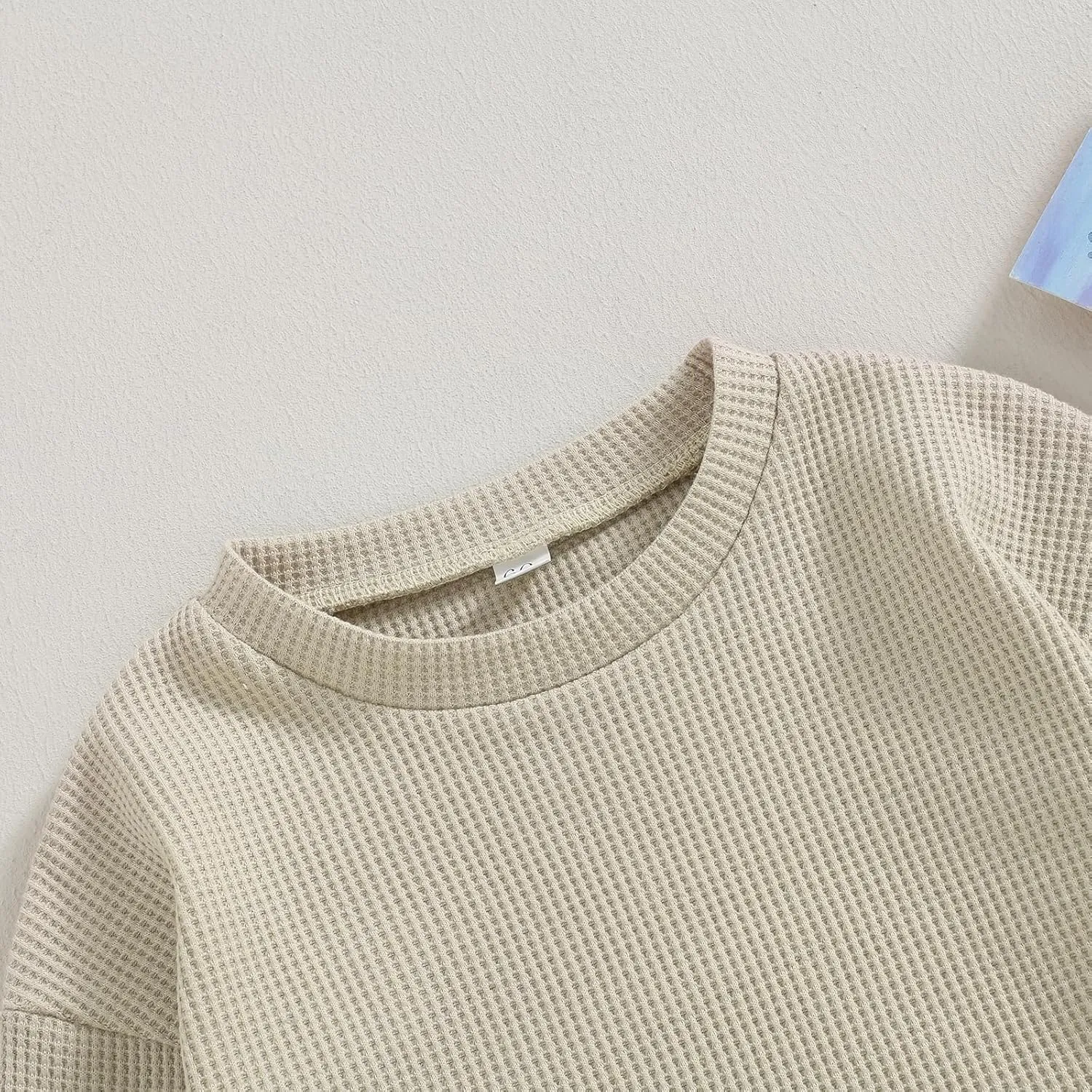 Baby Boy Girl Crewneck Sweatshirt Romper Waffle Knit Long Sleeve Bubble Romper Oversized Sweater Bodysuit Tops