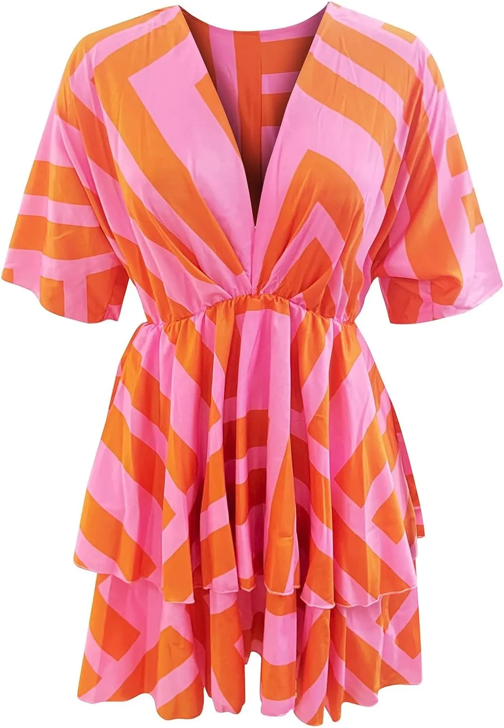 Beach Dresses for Women,2023 Summer Casual Trendy Loose Batwing Sleeve Mini Dress,Floral Flowy Hem Boho Dress