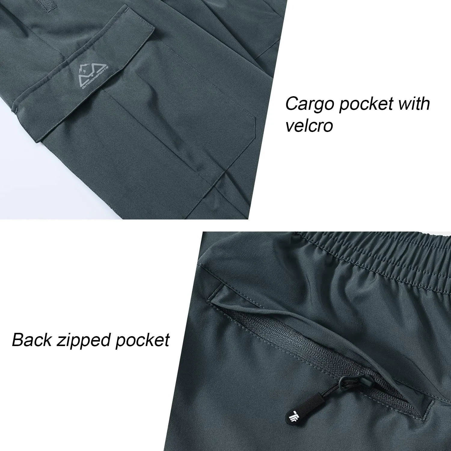 BGOWATU Hiking Pants for Men, Water Resistant Stretch Cargo Pants, Lightweight Quick Dry Outdoor Fishing Pants