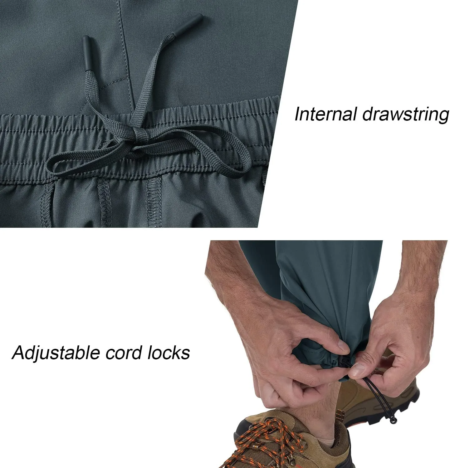 BGOWATU Hiking Pants for Men, Water Resistant Stretch Cargo Pants, Lightweight Quick Dry Outdoor Fishing Pants