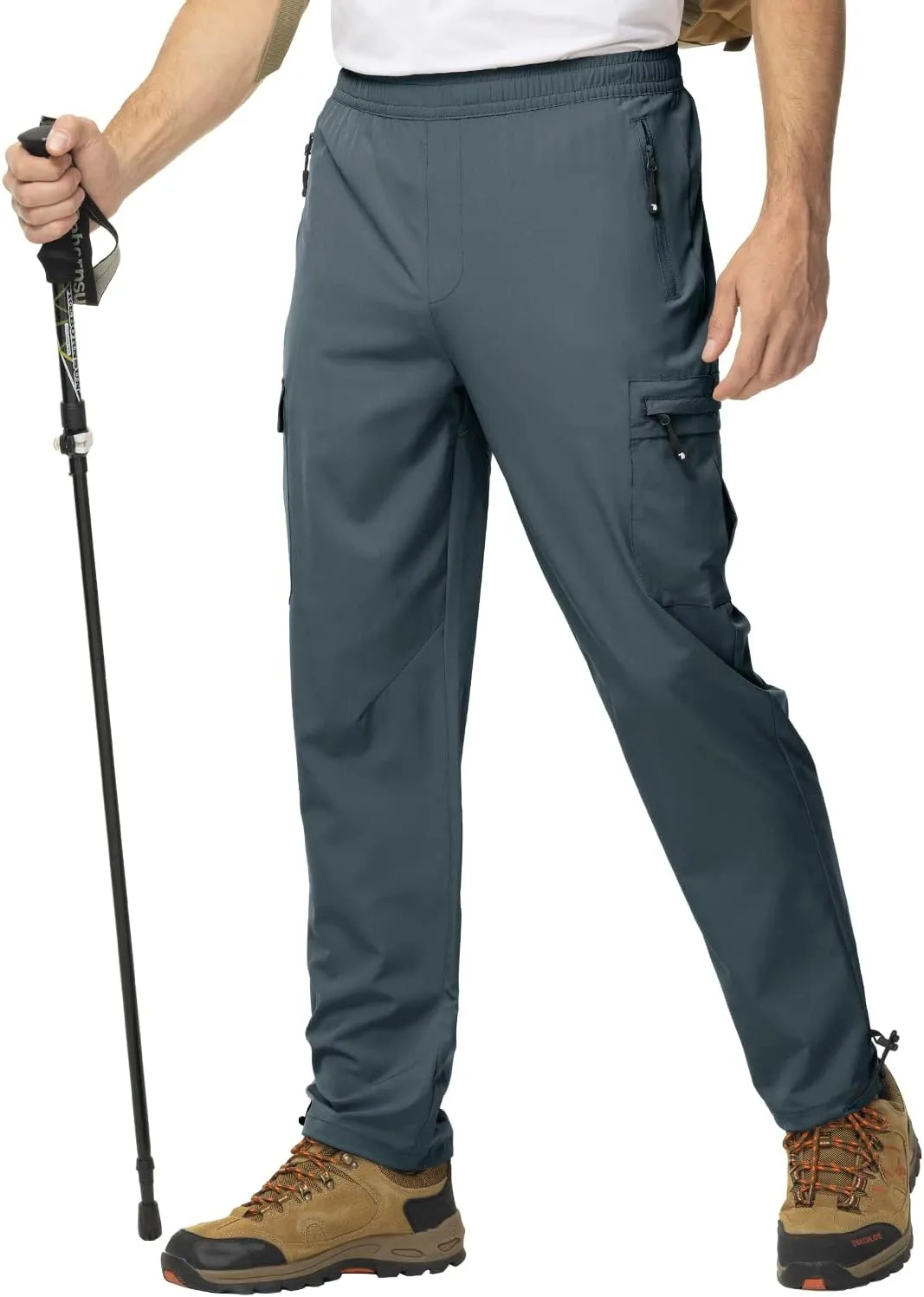 BGOWATU Hiking Pants for Men, Water Resistant Stretch Cargo Pants, Lightweight Quick Dry Outdoor Fishing Pants