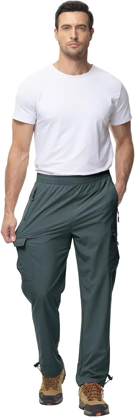 BGOWATU Hiking Pants for Men, Water Resistant Stretch Cargo Pants, Lightweight Quick Dry Outdoor Fishing Pants
