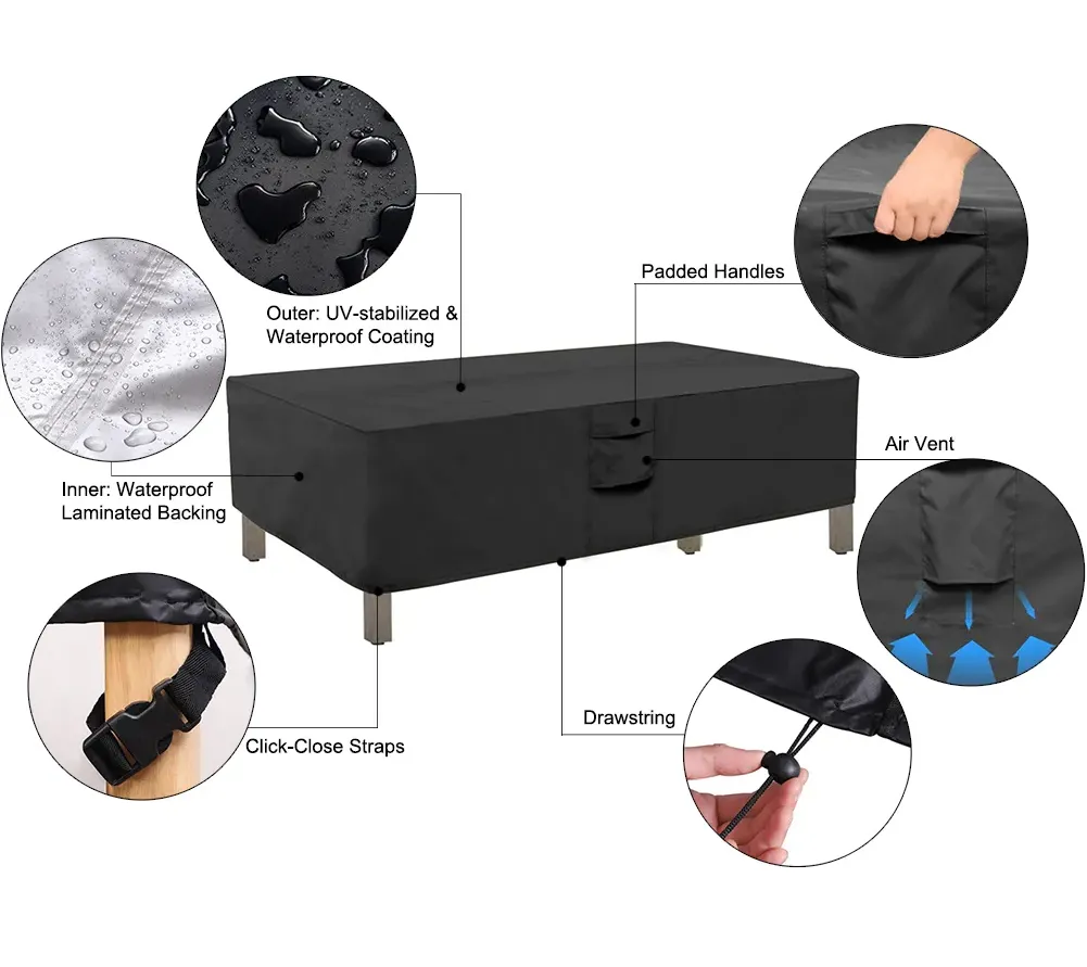 Black 420d Outdoor Waterproof Patio Furniture Cover Extra Large Garden Rain Snow Windproof Anti-uv Cover