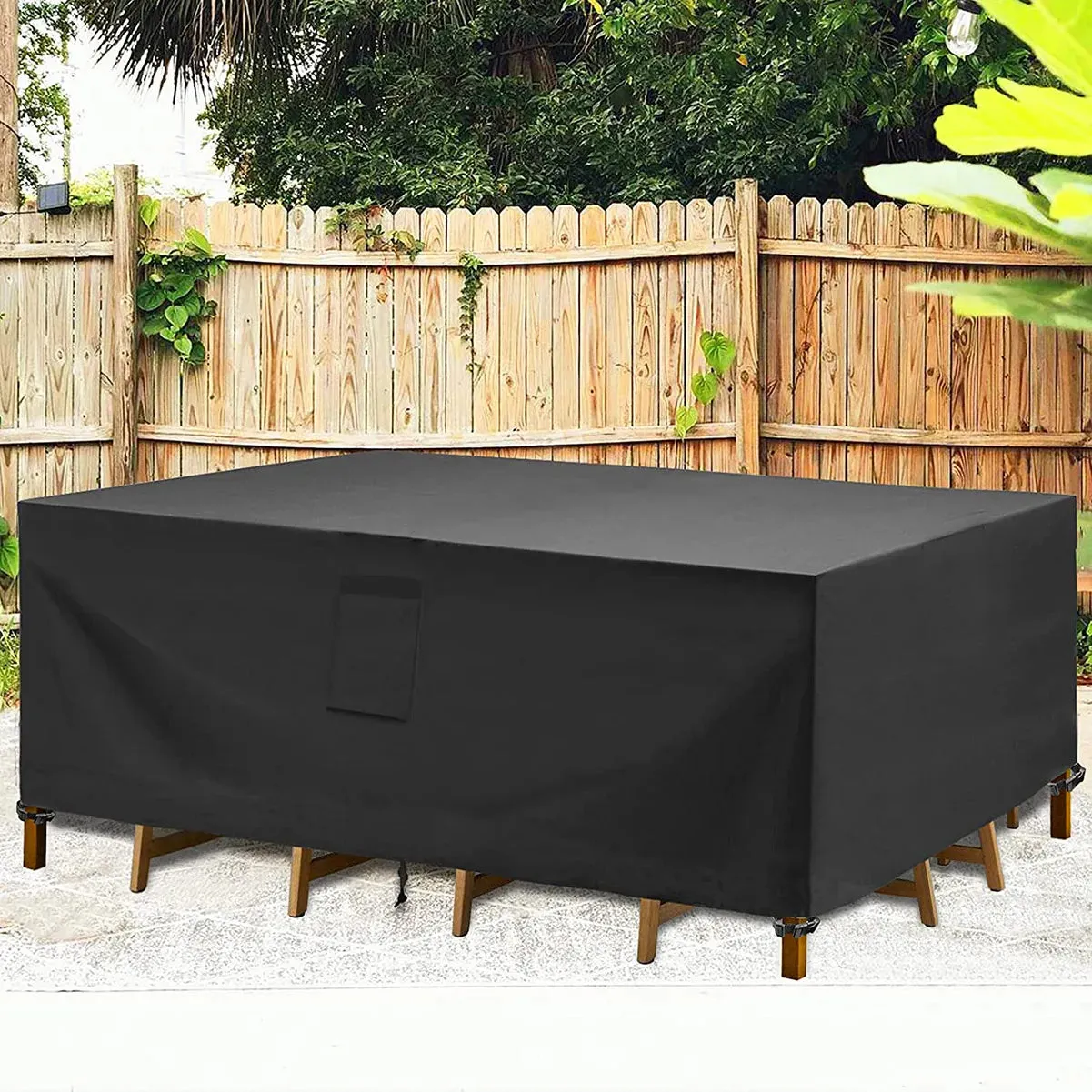 Black 420d Outdoor Waterproof Patio Furniture Cover Extra Large Garden Rain Snow Windproof Anti-uv Cover