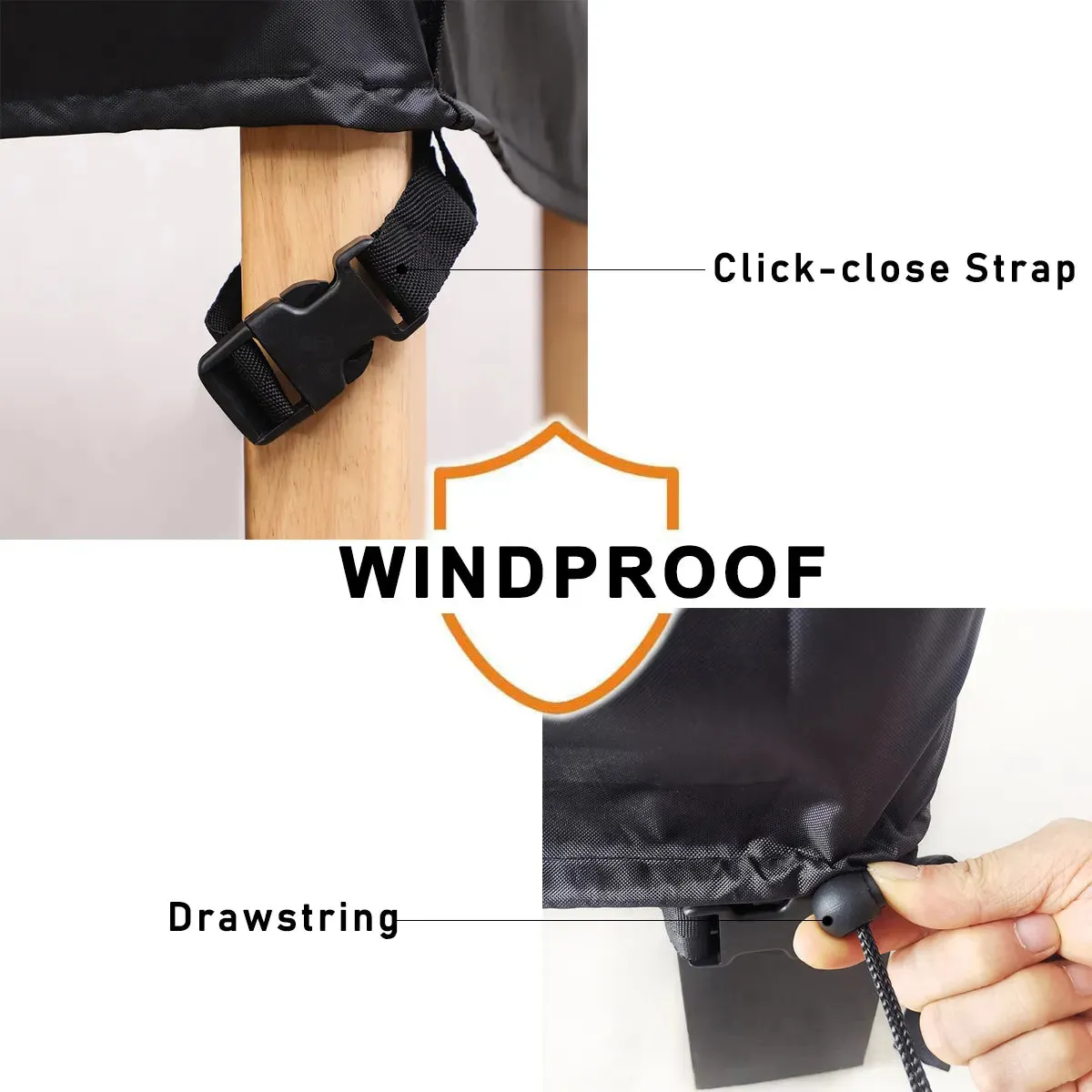 Black 420d Outdoor Waterproof Patio Furniture Cover Extra Large Garden Rain Snow Windproof Anti-uv Cover