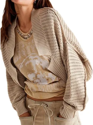 Bolero Shrug Sweater Crochet Knit Cardigan Fall Chunky Batwing Sweater Cardigans Y2k Women Cropped Cardigan