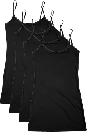 Bozzolo XT1002L Plus Size Adjustable Spaghetti Strap Trim Long Tank Top