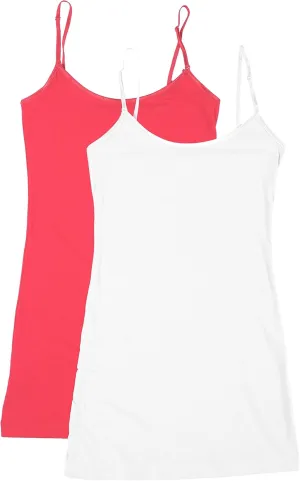 Bozzolo XT1002L Plus Size Adjustable Spaghetti Strap Trim Long Tank Top