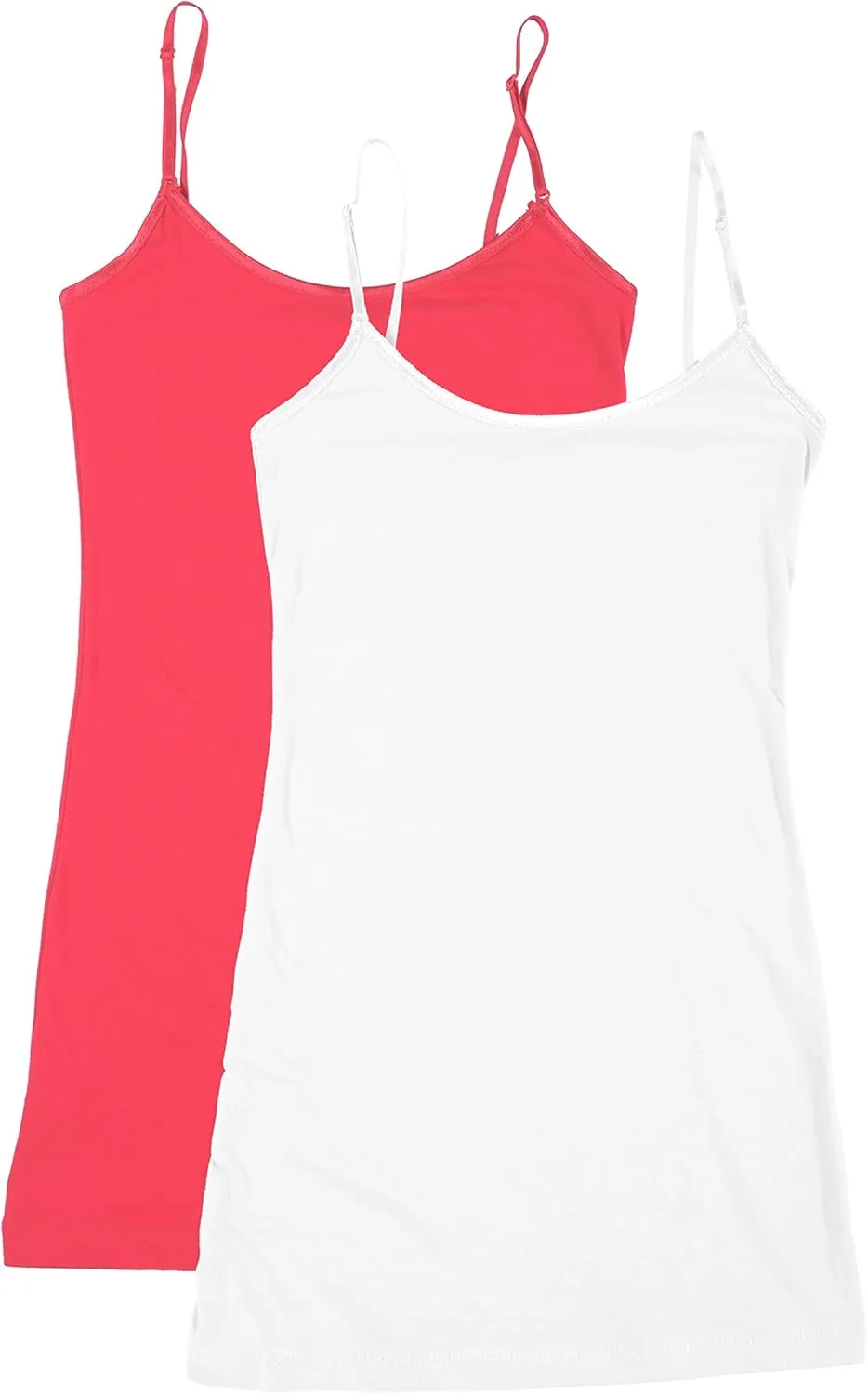 Bozzolo XT1002L Plus Size Adjustable Spaghetti Strap Trim Long Tank Top