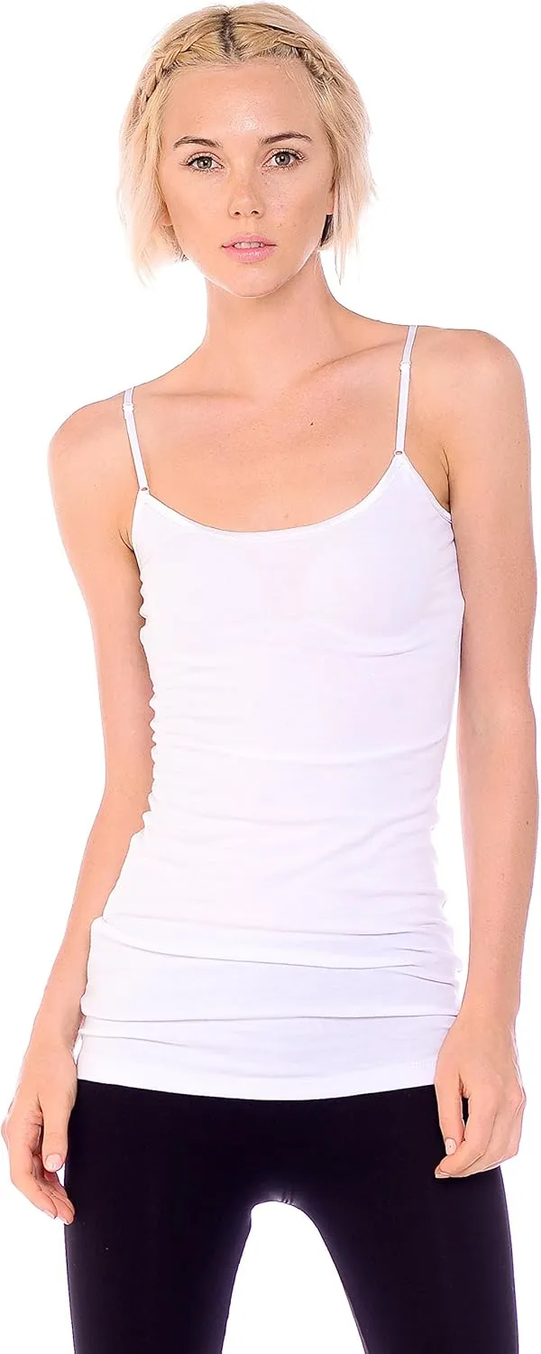 Bozzolo XT1002L Plus Size Adjustable Spaghetti Strap Trim Long Tank Top