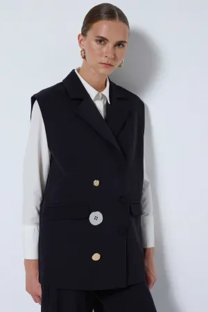 BUTTON DETAILED CREPE WAISTCOAT