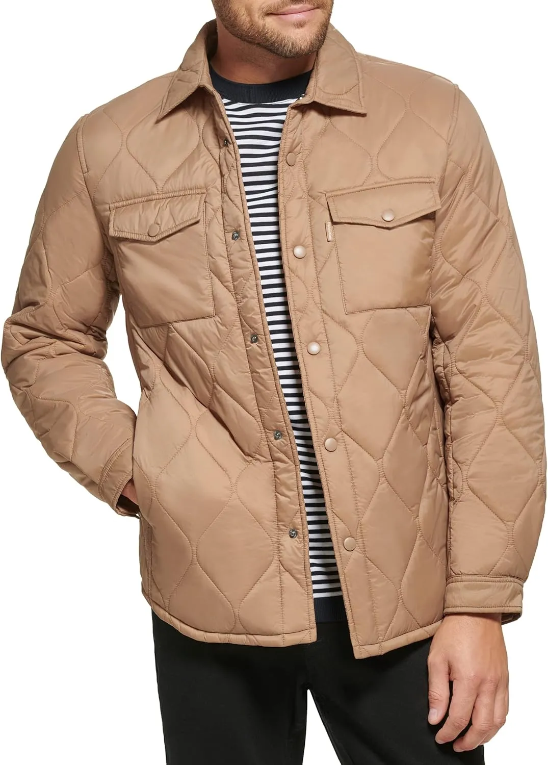 Calvin Klein Men's Diamond Quilted Shirt Jacket
