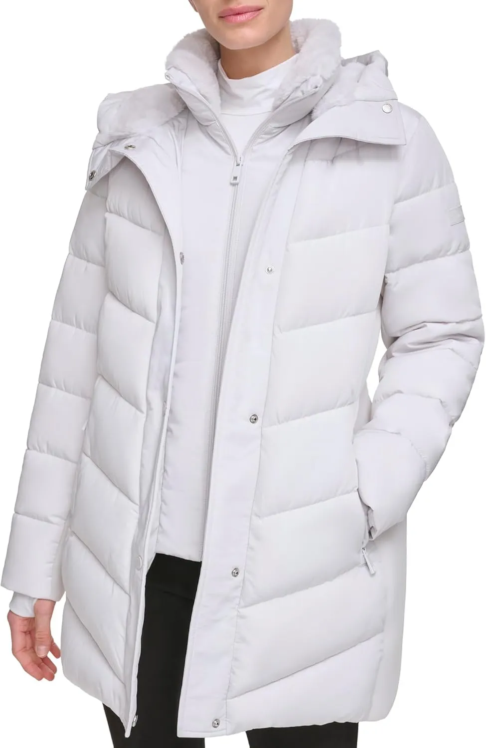 Calvin Klein Women's Long Bib-front Puffer Jacket