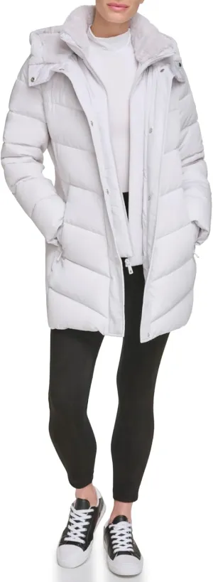 Calvin Klein Women's Long Bib-front Puffer Jacket