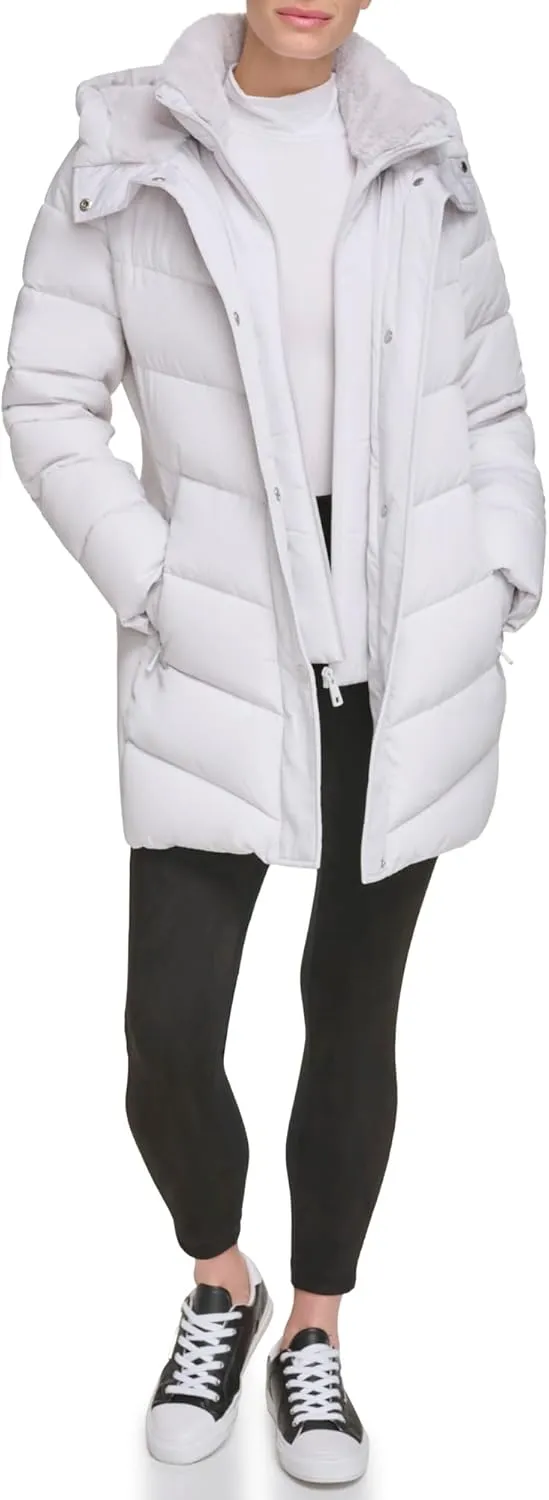 Calvin Klein Women's Long Bib-front Puffer Jacket