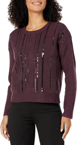Calvin Klein Women's Sequin Crew Neck Long Sleeve Sweater