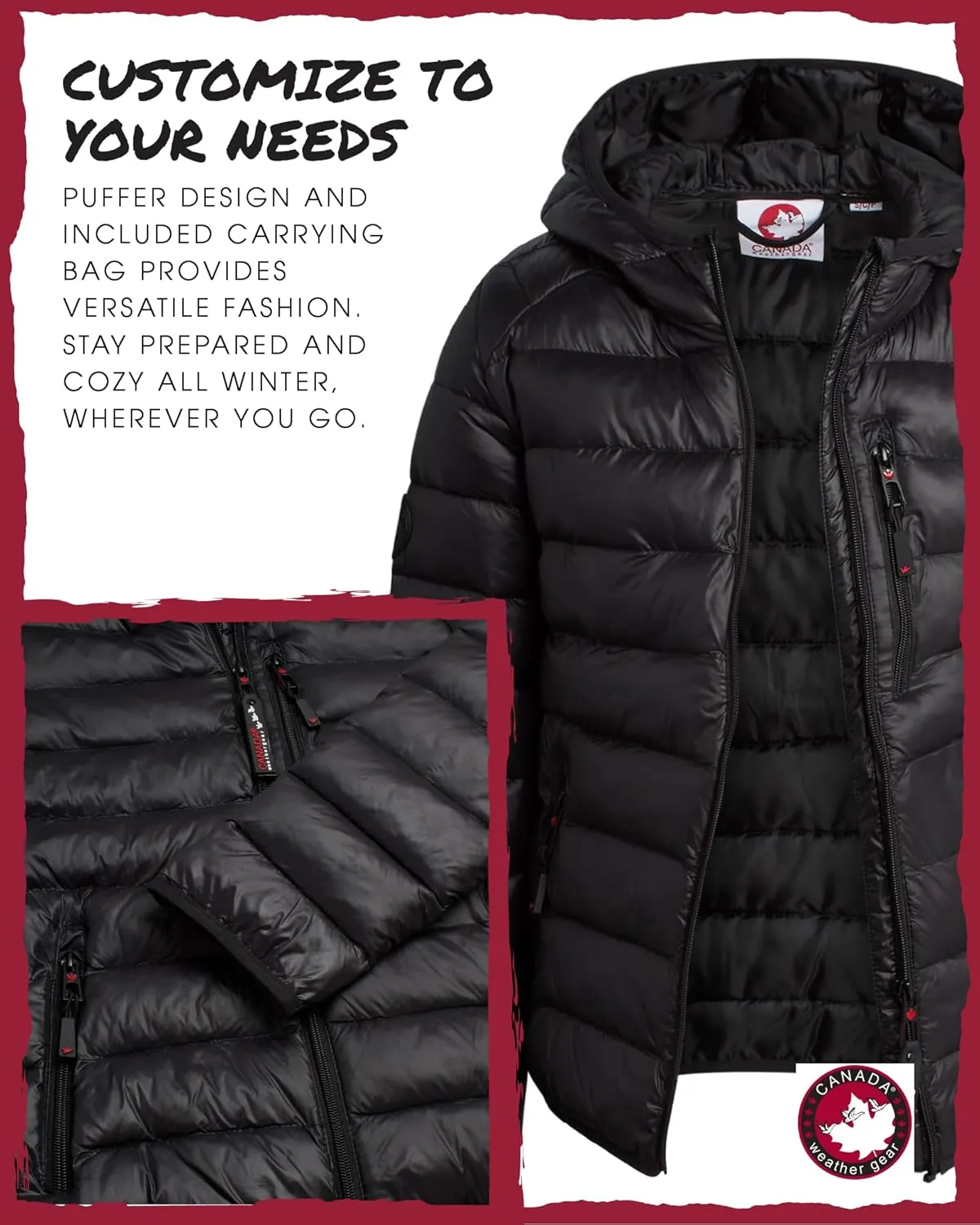 CANADA WEATHER GEAR Women's Puffer Jacket - Packable Bubble Coat, Water Resistant Outerwear Jackets for Women (XXS-M)