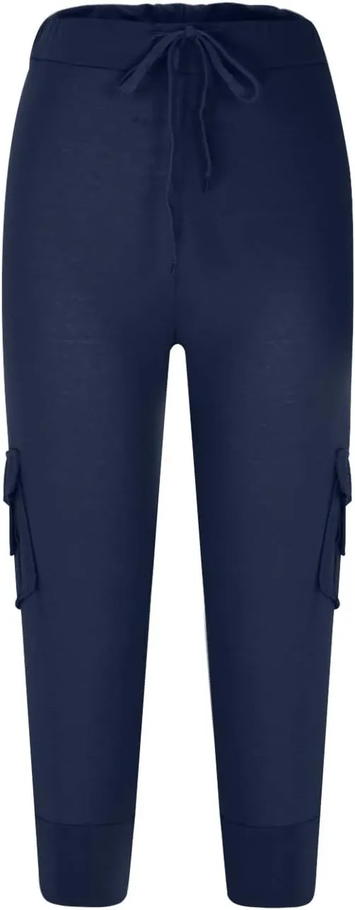 Capri Pants for Women 2024 Summer Casual Capri Leggings Lightweight High Wasit Stretch Cropped Trousers with Pockets