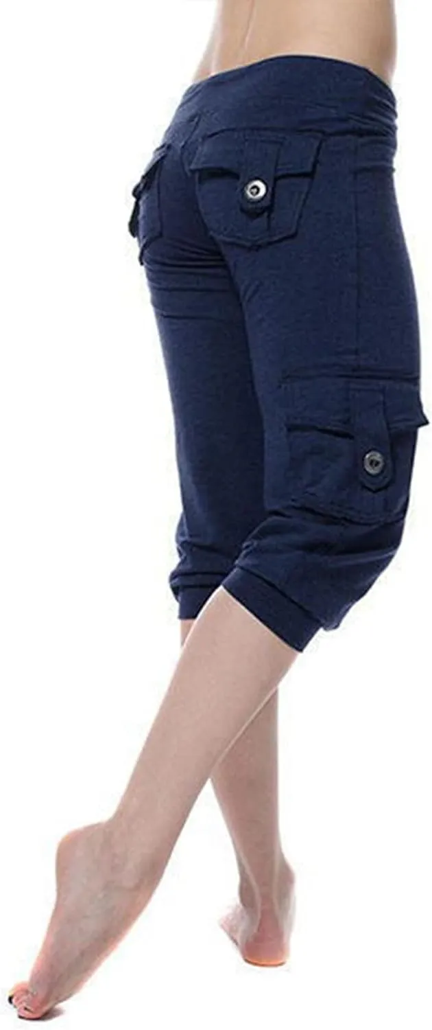 Capri Pants for Women 2024 Summer Casual Capri Leggings Lightweight High Wasit Stretch Cropped Trousers with Pockets