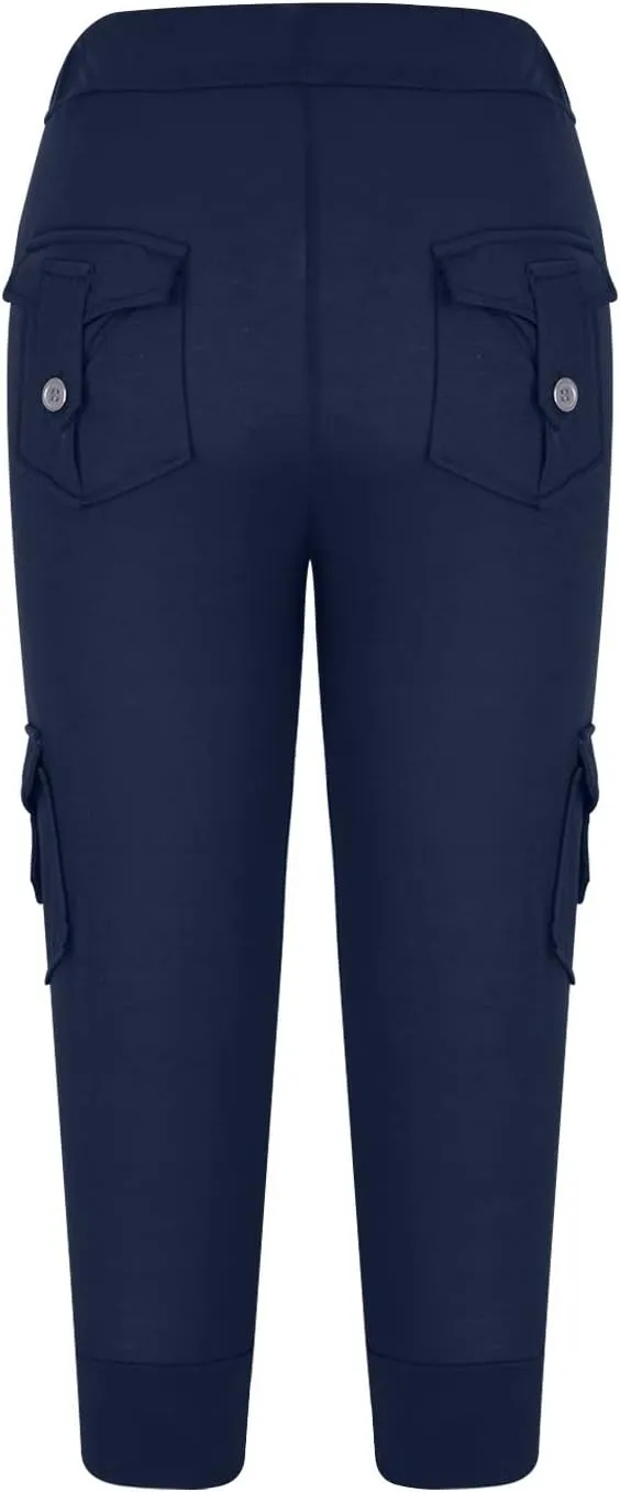 Capri Pants for Women 2024 Summer Casual Capri Leggings Lightweight High Wasit Stretch Cropped Trousers with Pockets