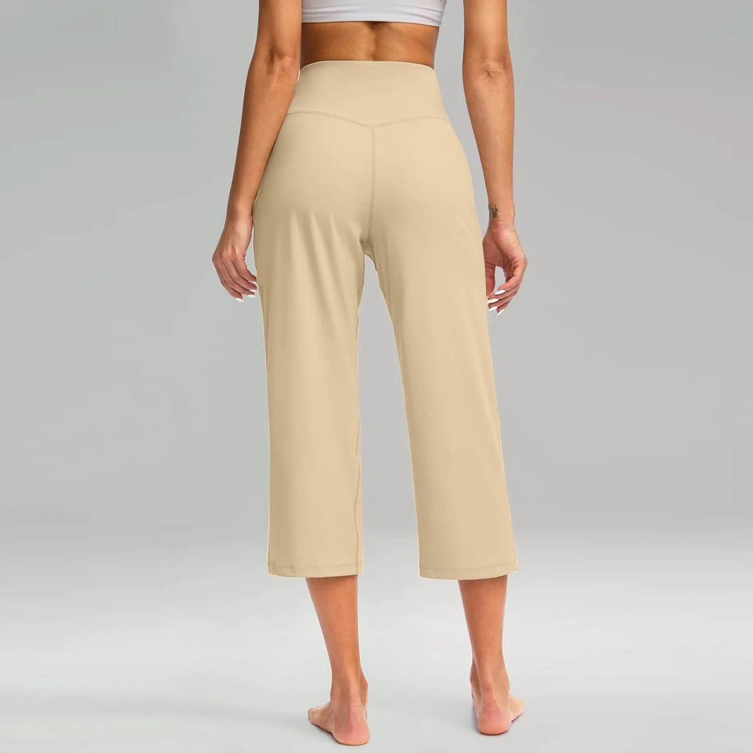 Capris for Women High Waisted Tummy Control Athletic Capri Leggings Cropped Dress Wide Leg Yoga Pants with Pockets