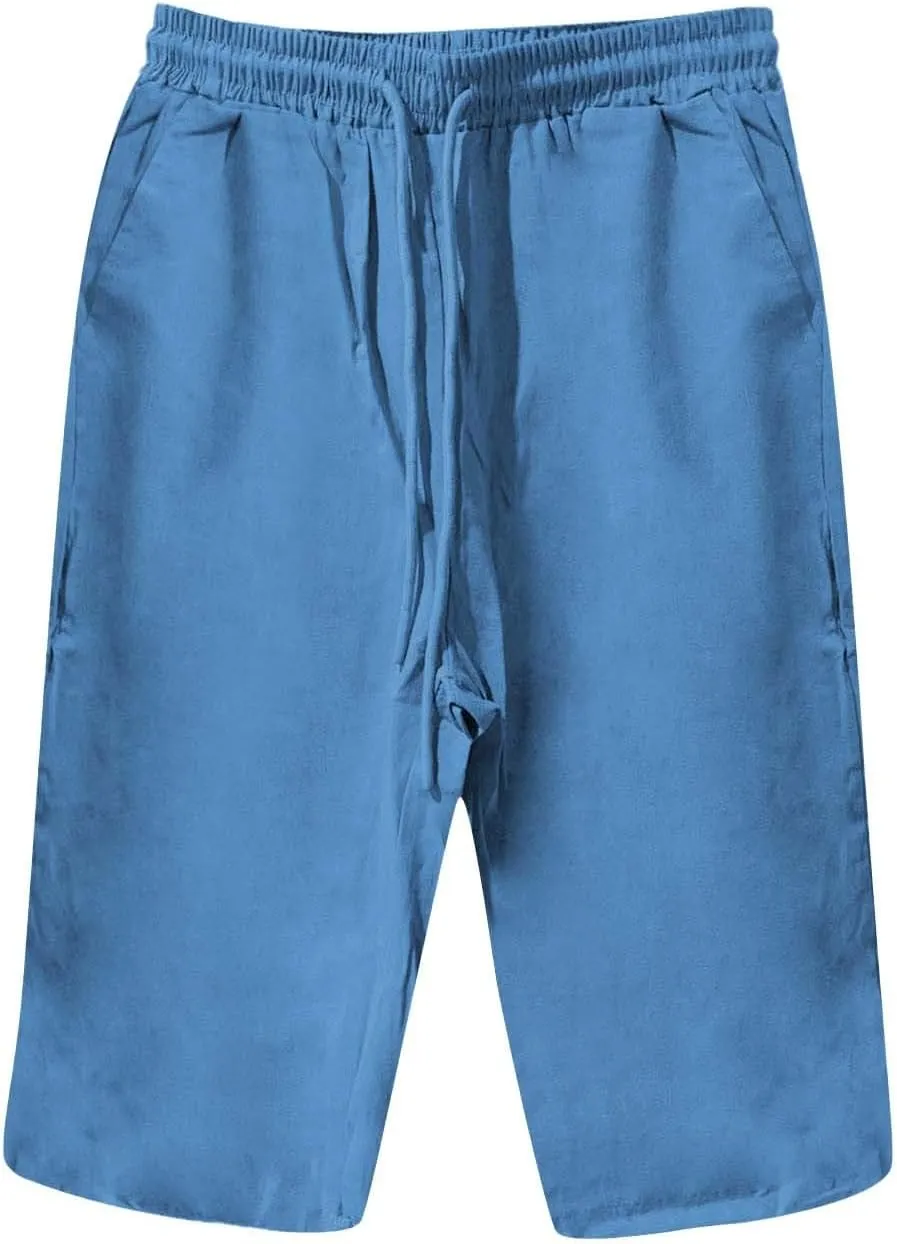 Capris Pants for Women Pants Ladies Loose Drawstring Casual Solid Color Shorts Beach Clothes Linen Pants Women