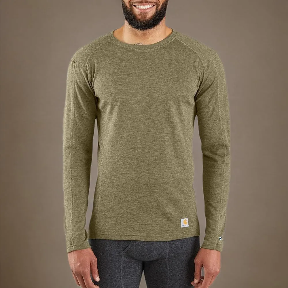 Carhartt Men's Force Midweight Synthetic-Wool Blend Base Layer Crewneck Pocket Top