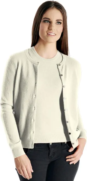 Cashmere Boutique 100% Pure Cashmere Cardigan Twin Sets for Women - Round Neck, Long Sleeve, Button Down, Soft & Warm Sweater