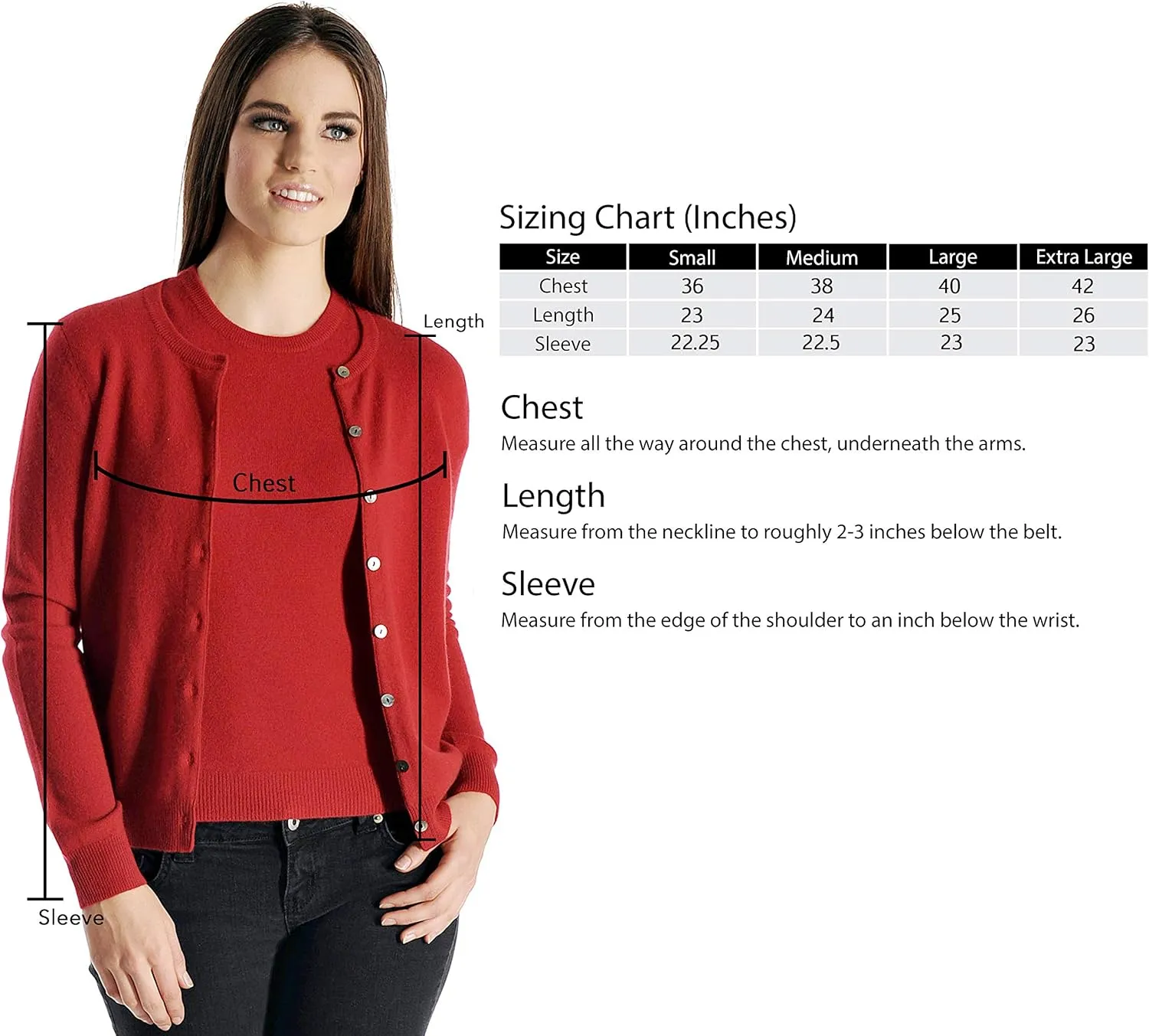 Cashmere Boutique 100% Pure Cashmere Cardigan Twin Sets for Women - Round Neck, Long Sleeve, Button Down, Soft & Warm Sweater