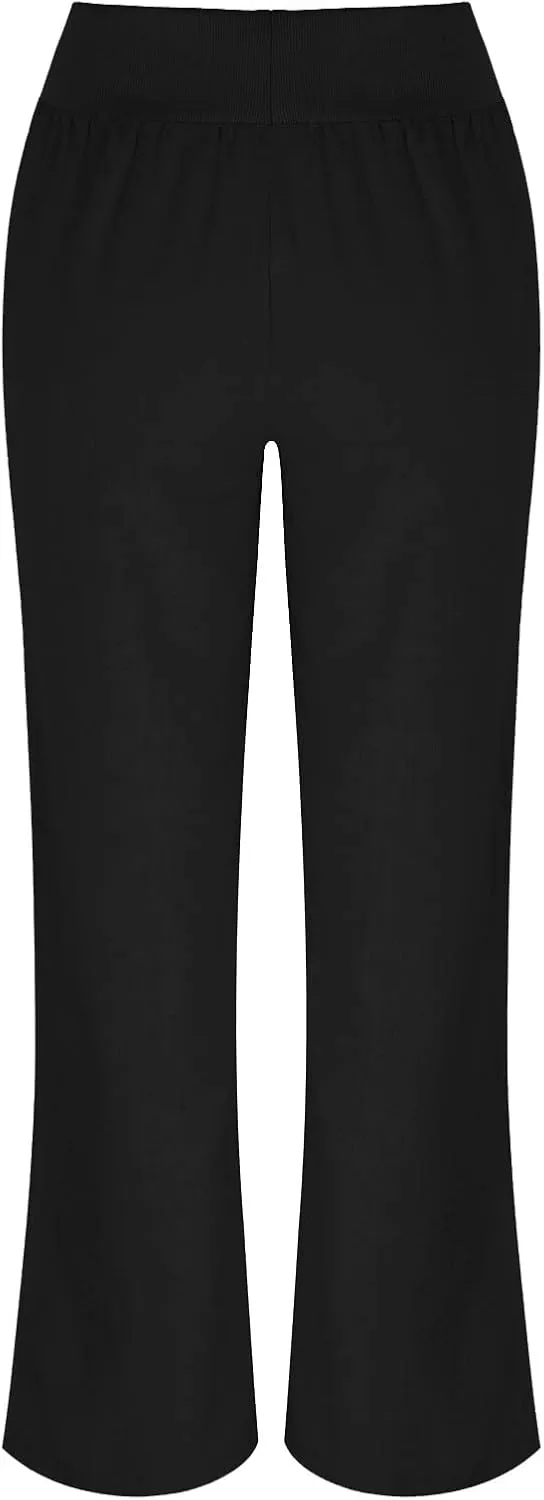 Casual Linen Pants for Womens Loose Fit Straight Leg Trousers 2025 Summer Lightweight Beach Pants with Pockets