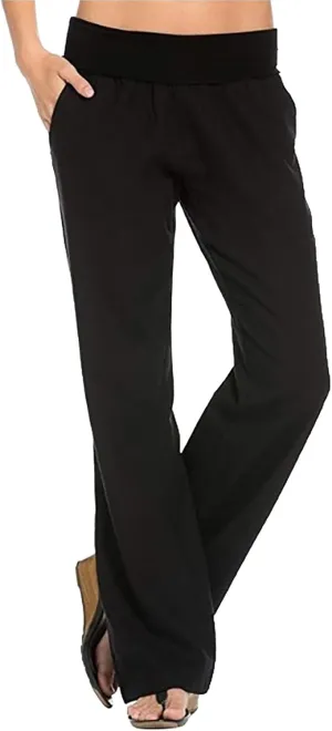 Casual Linen Pants for Womens Loose Fit Straight Leg Trousers 2025 Summer Lightweight Beach Pants with Pockets