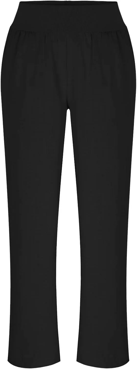 Casual Linen Pants for Womens Loose Fit Straight Leg Trousers 2025 Summer Lightweight Beach Pants with Pockets