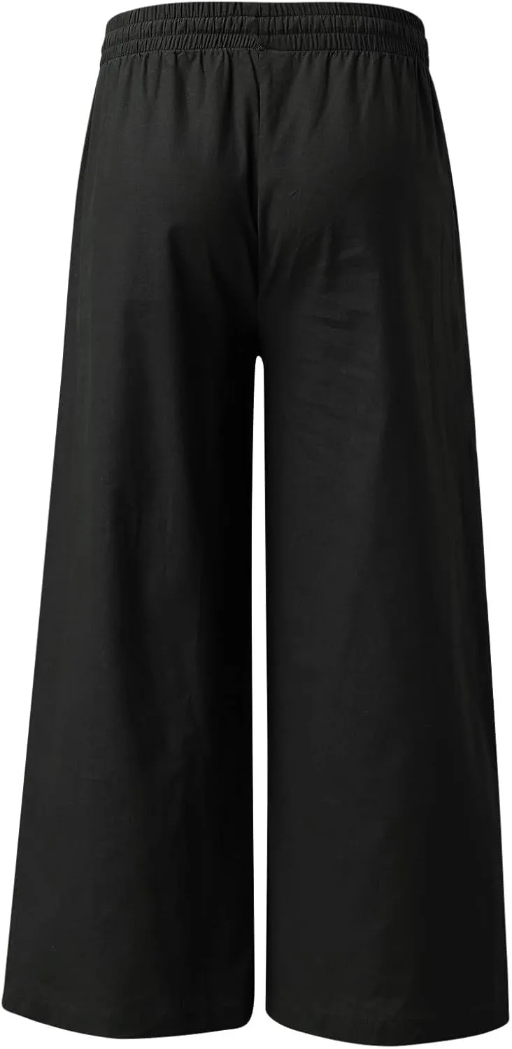 Casual Pants Men Summer Trouser Pants Casual Loose Joggers Lightweight Straight Stretch Sports Pants with Pockets