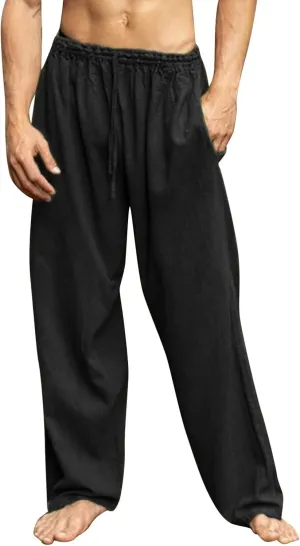 Casual Pants Men Summer Trouser Pants Casual Loose Joggers Lightweight Straight Stretch Sports Pants with Pockets